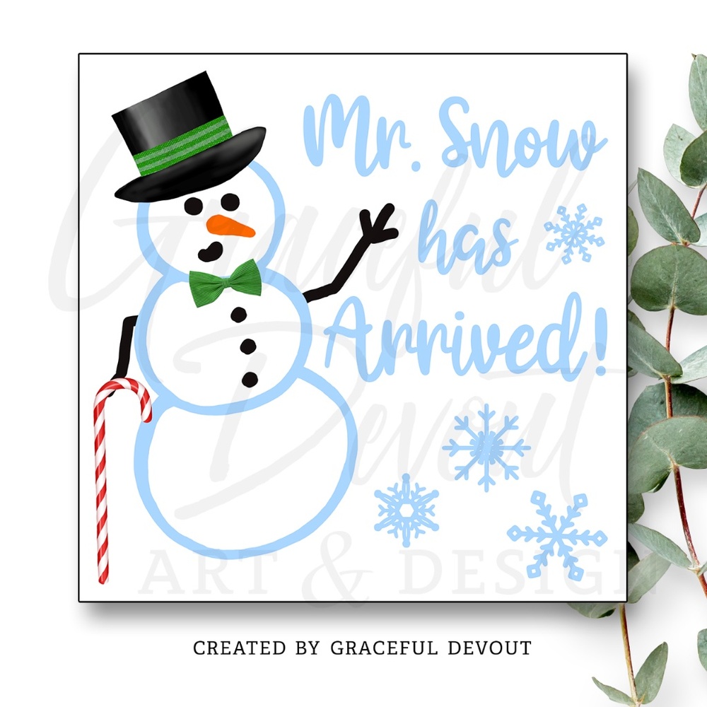 ❄️Mr. Snow Has Arrived - 2" (inches) (96ct.) Stickers